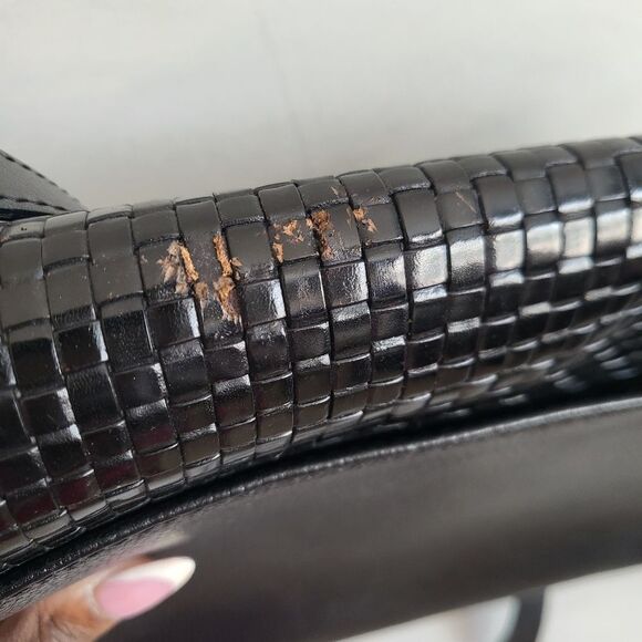 Vintage BALLY Black Woven & Pebbled Leather Shoulder Strap Clutch Bag 11… - Picture 5 of 12